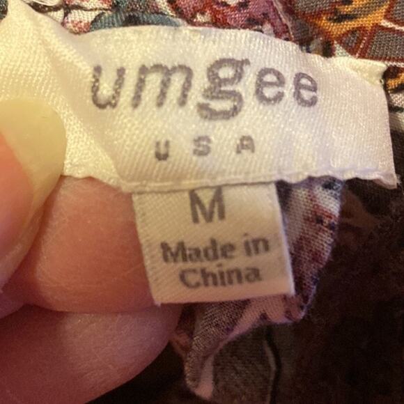 Umgee Bohemian Dress Women's Size M Embroidery Colorful Mini 3/4 Sleeves Crochet - Picture 10 of 12